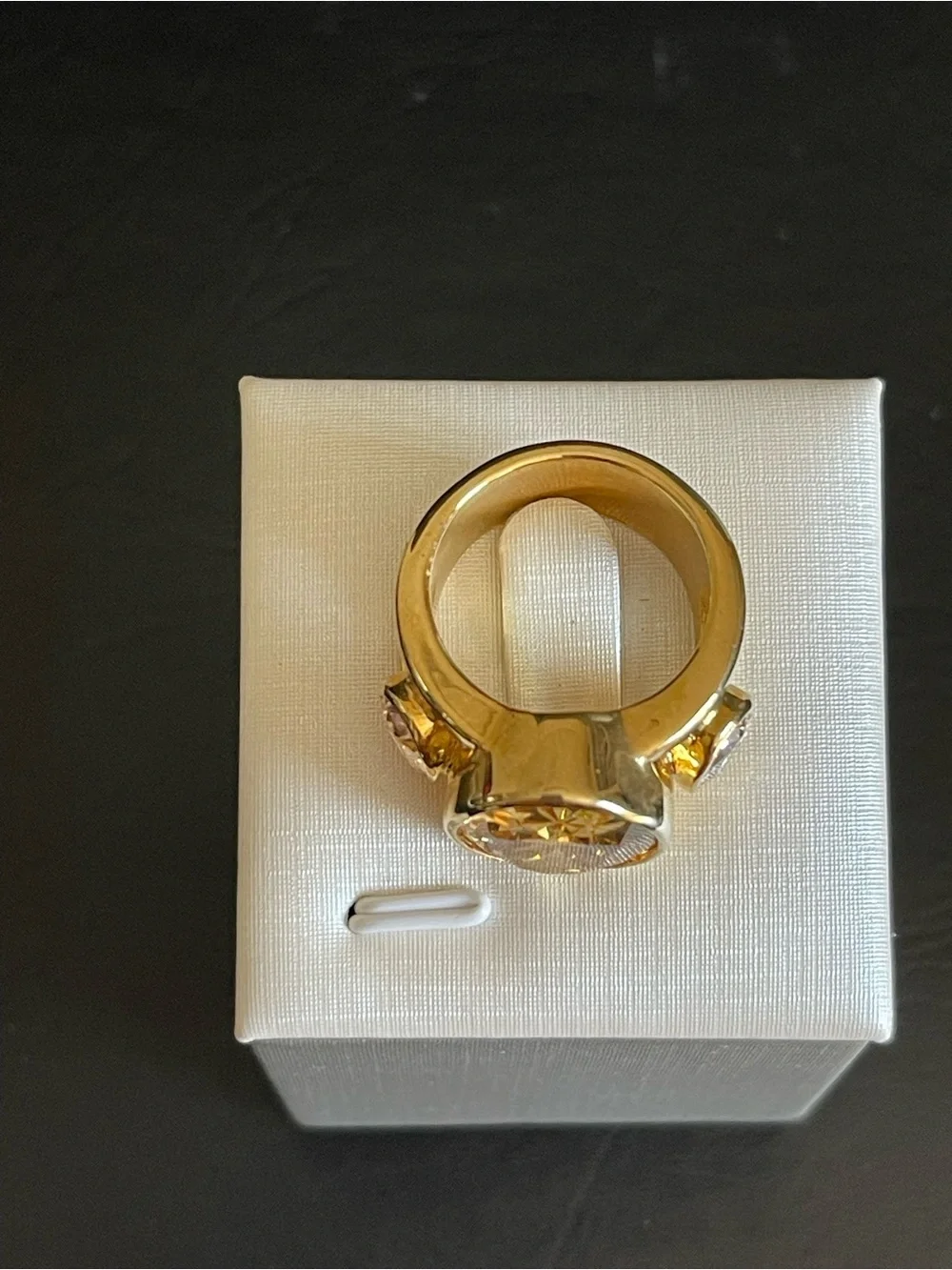 Gold-Tone citrine Yellow Crystal Oval Statement Ring